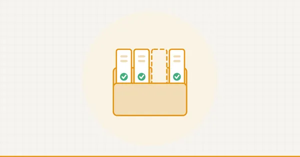 A folder with three documents checked in and a fourth slot still empty.