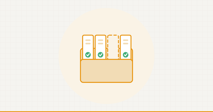 A folder with three documents checked in and a fourth slot still empty.